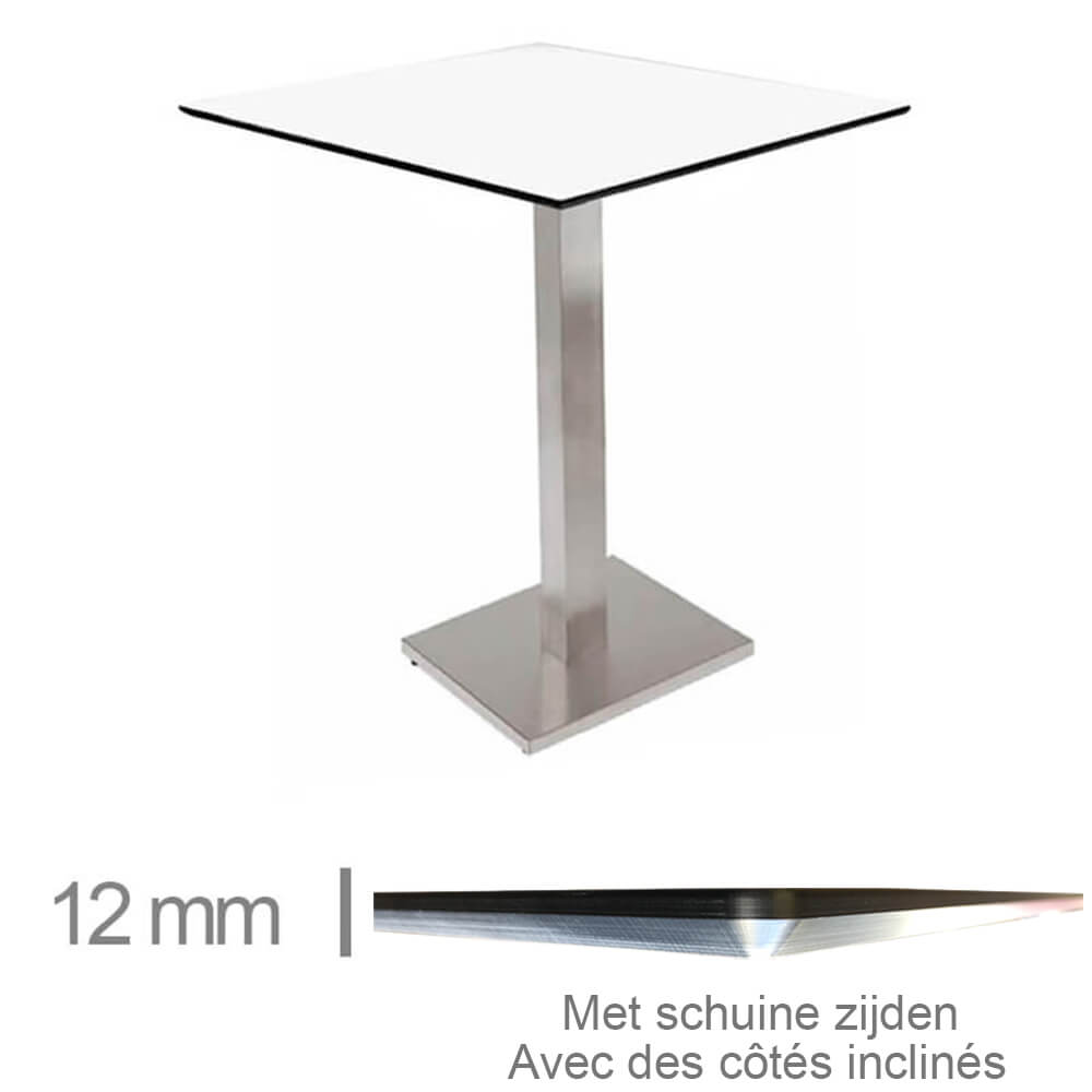 Table De Café, Restaurant Et Horeca – Compact Blanc – 69×69 Cm Avec Base