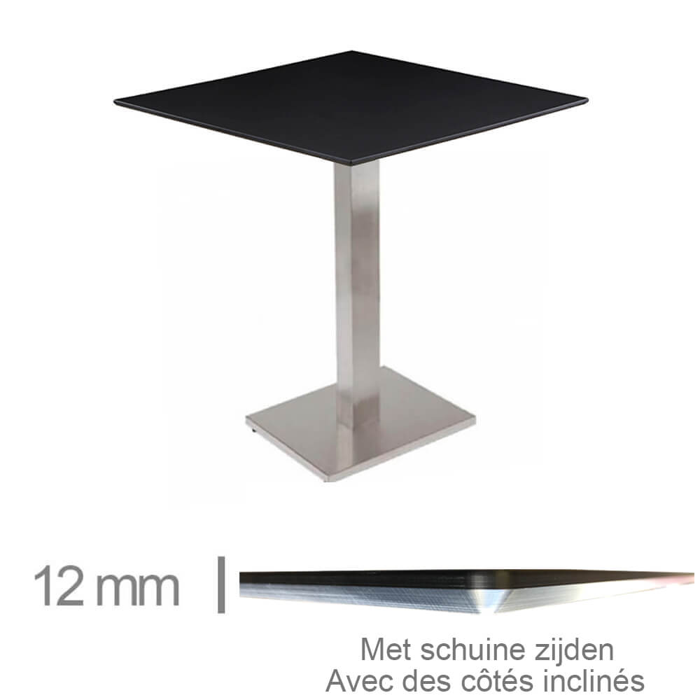 Horeca Tisch – Kompakt Schwarz – 69×69 Cm Mit Basis