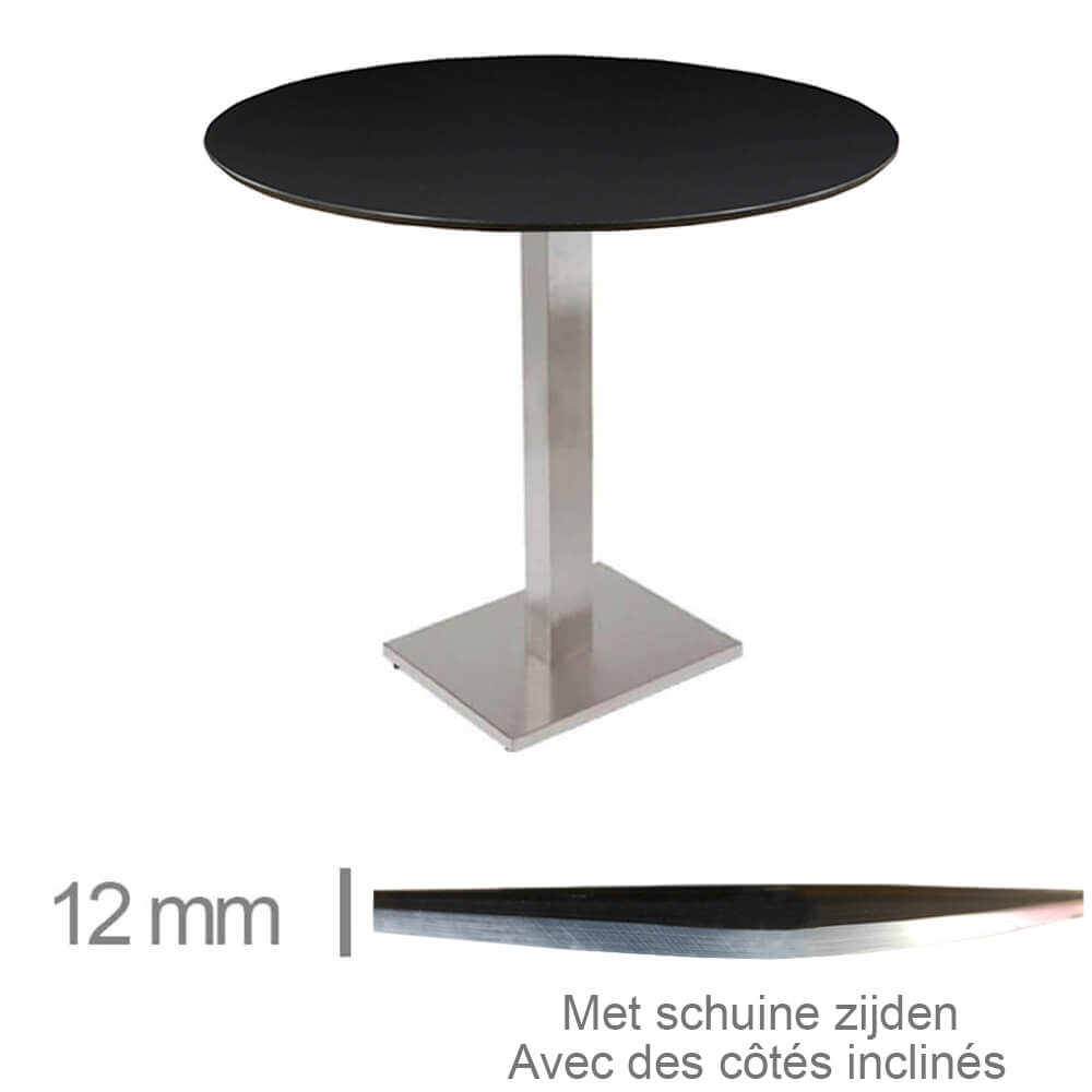 Horeca Tafel Rond – Compact Zwart – 69 Cm Met Onderstel