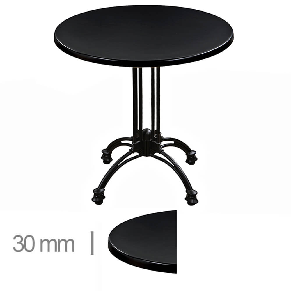 Horeca Runder Terrasse Tisch – Werzalit Schwarz – 70 Cm