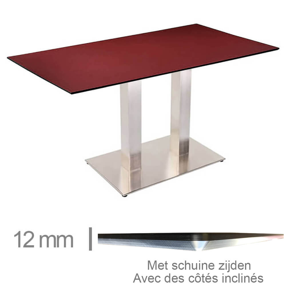 Horeca Tisch – Kompakt Bordeaux – 69×120 Cm Mit Basis