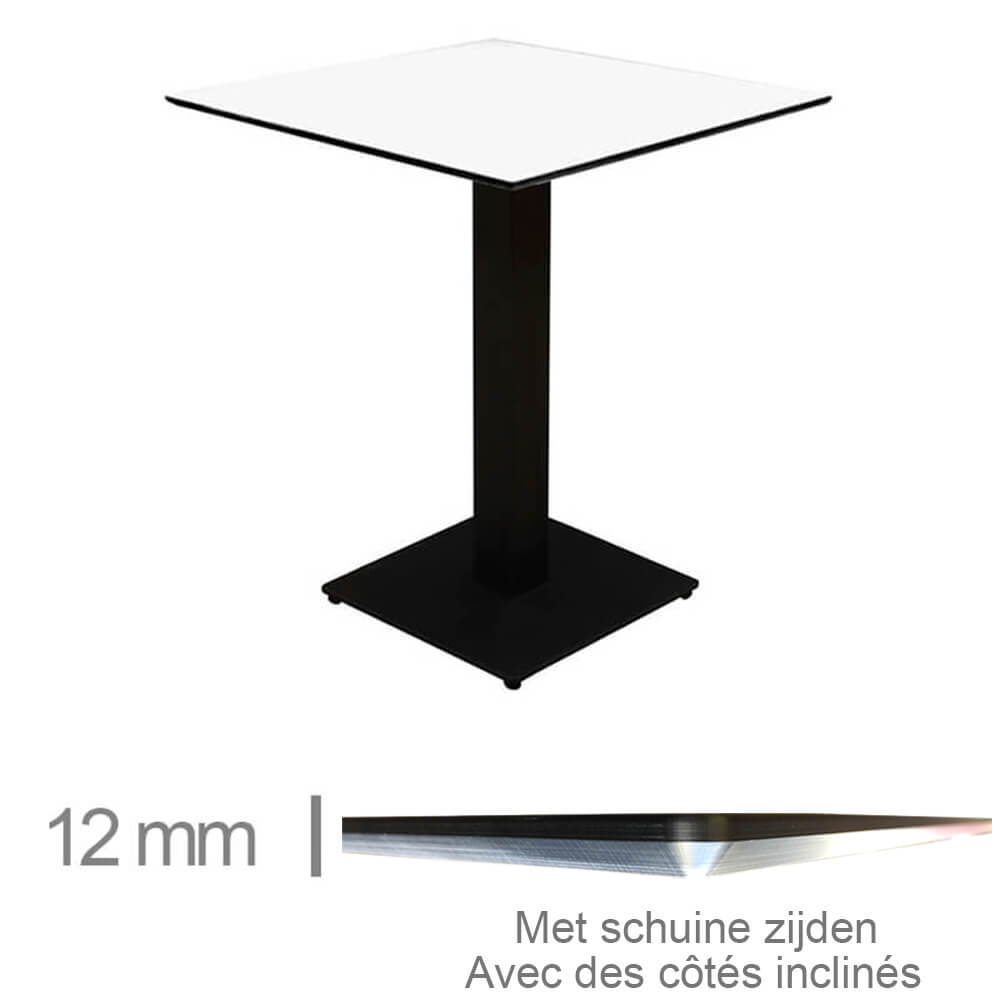 Table De Café, Restaurant Et Horeca – Compact Blanc – 69×69 Cm – Avec Pied