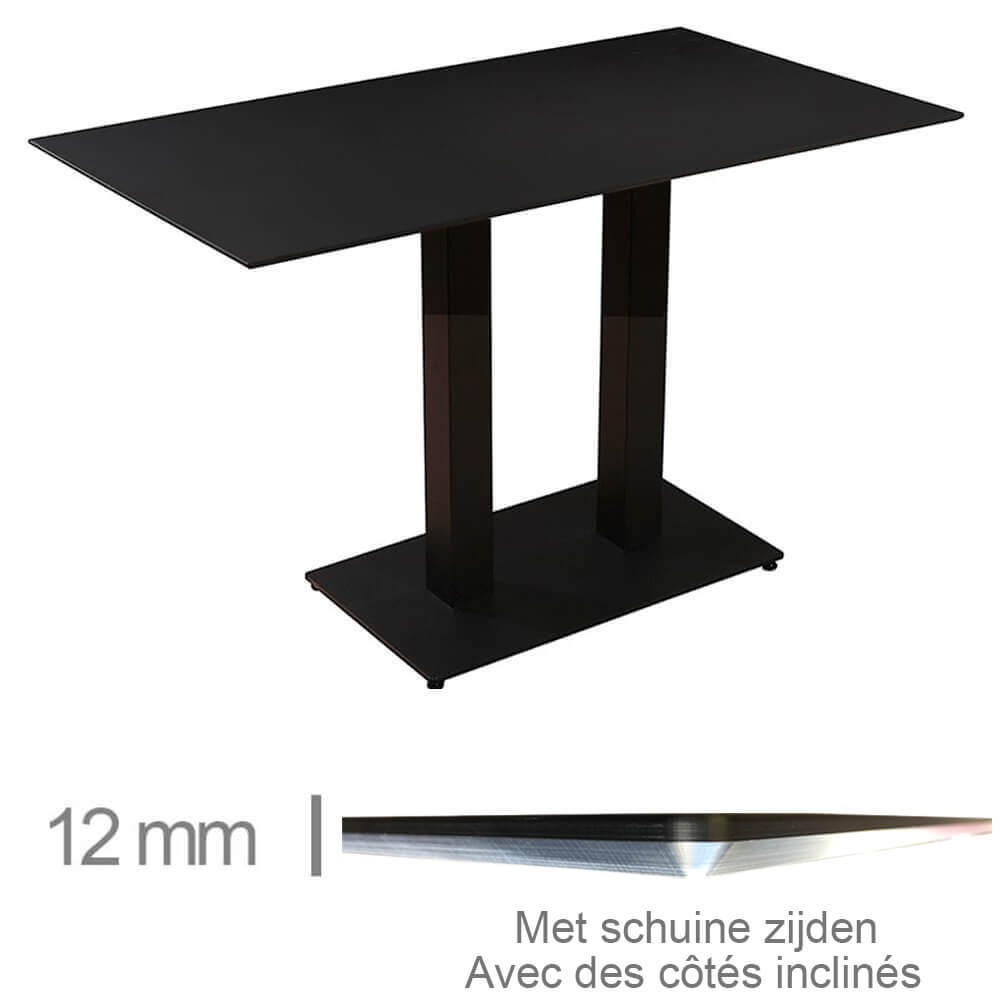 Table De Café, Restaurant Et Horeca – Compact Noir – 69×120 Cm Avec Base