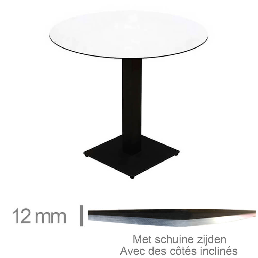 Table Ronde De Café, Restaurant Et Horeca – Compact Blanc – 69 Cm Avec Base
