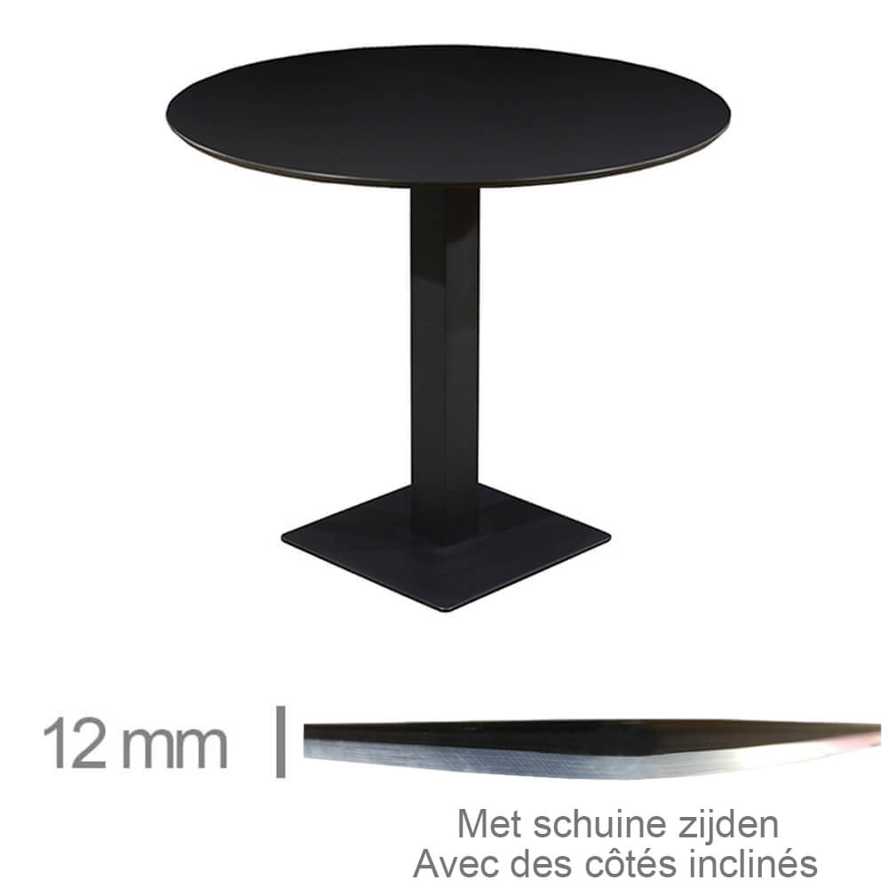 Horeca Tafel Rond – Compact Zwart – 69 Cm Met Onderstel