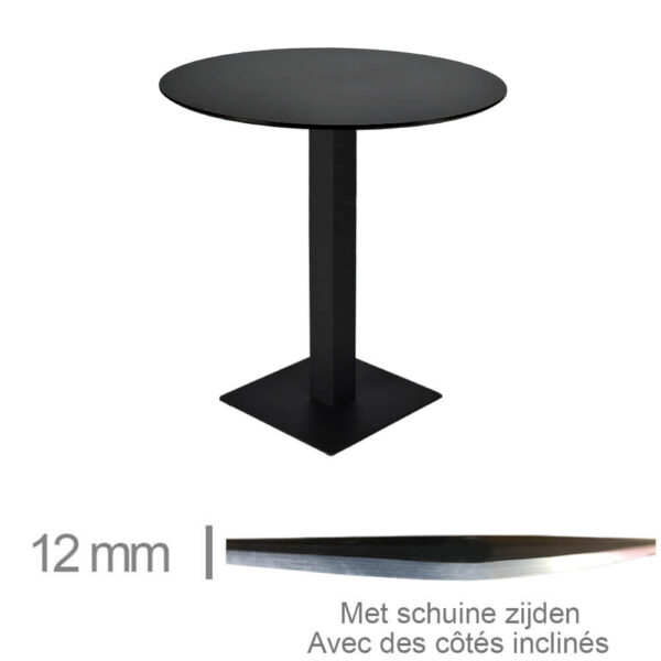 Horeca-Tafel-Rond-Compact-Zwart-69Cm-Met-Onderstel-12mm