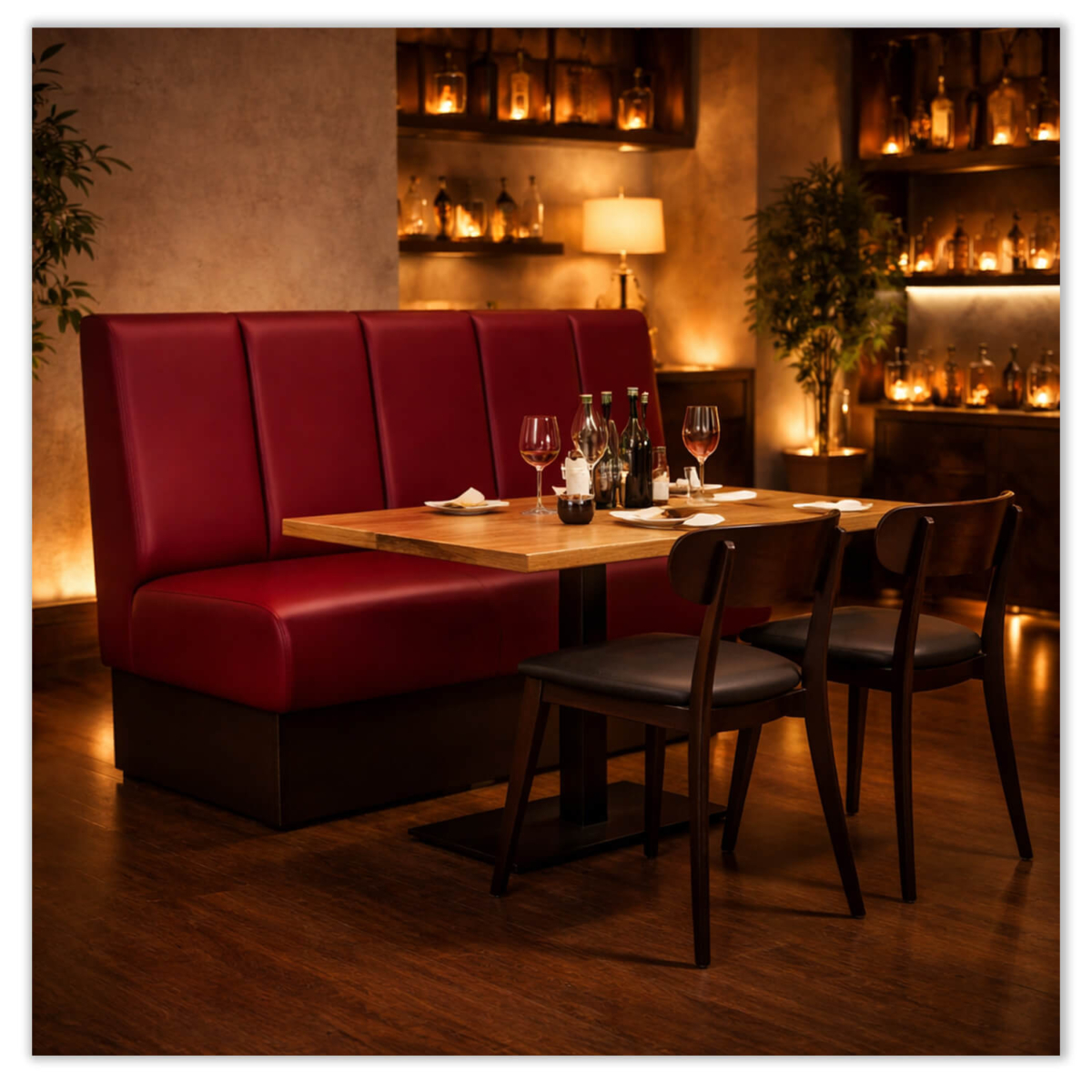 Horeca-Eetbank-ECO-ROME-Bordeaux-Kunstleer