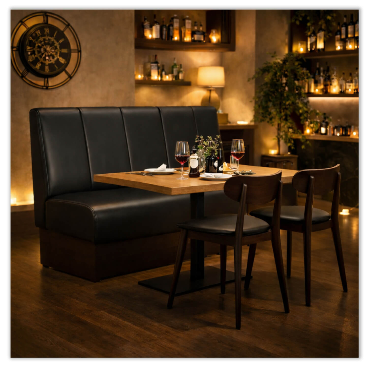 Horeca-Eetbank-ECO-ROME-Zwart-Kunstleer