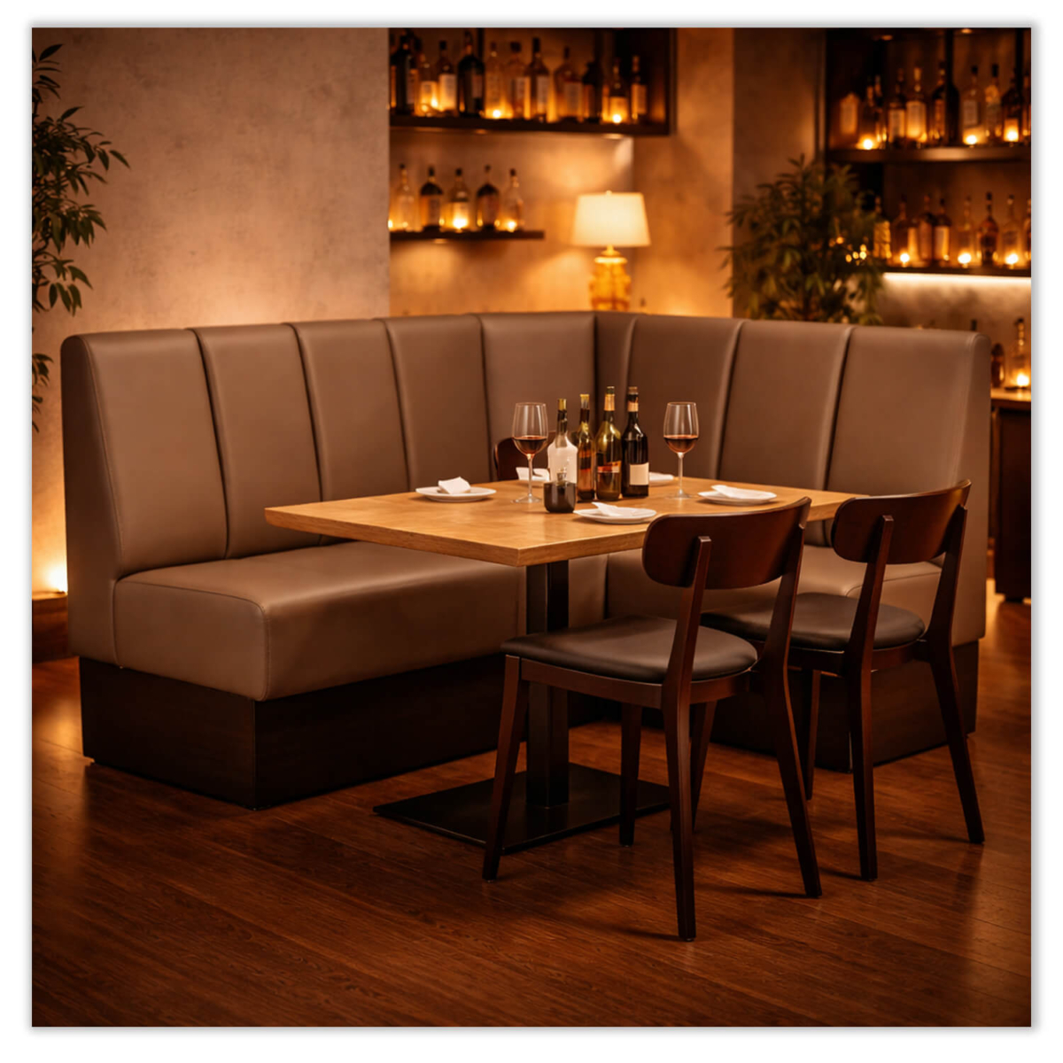 Horeca-Hoekbank-ECO-ROME-Taupe-Kunstleer