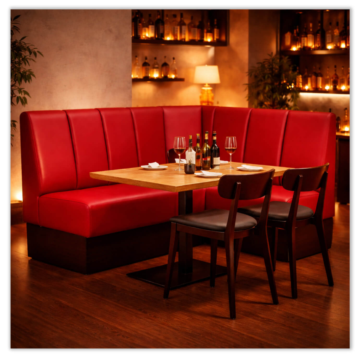 Horeca-Hoekbank-ECO-ROME-rood-Kunstleer