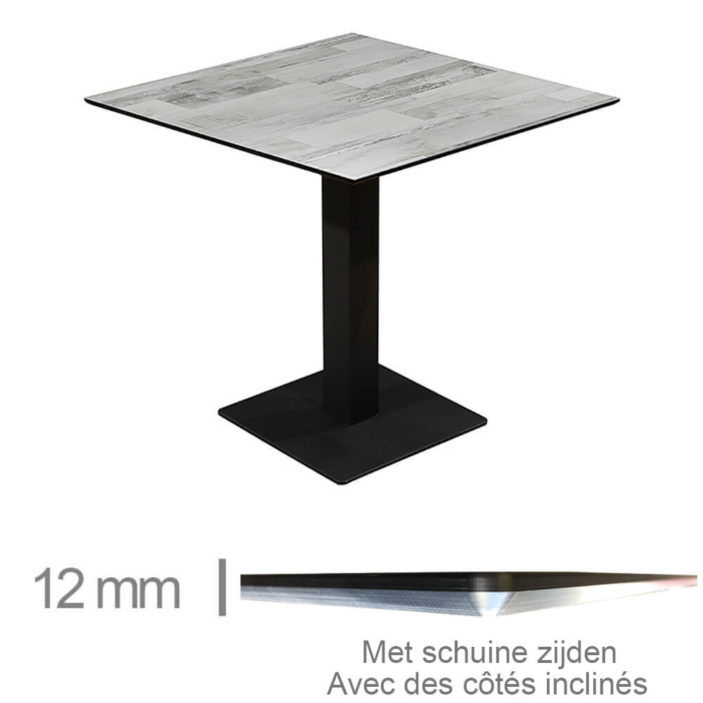 Table De Café, Restaurant Et Horeca – Compact White Block – 69×69 Cm Avec Base