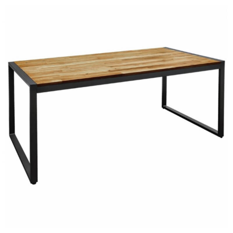 Horeca Rectangular Industrial Table – Steel And Acacia Wood 90×180 Cm