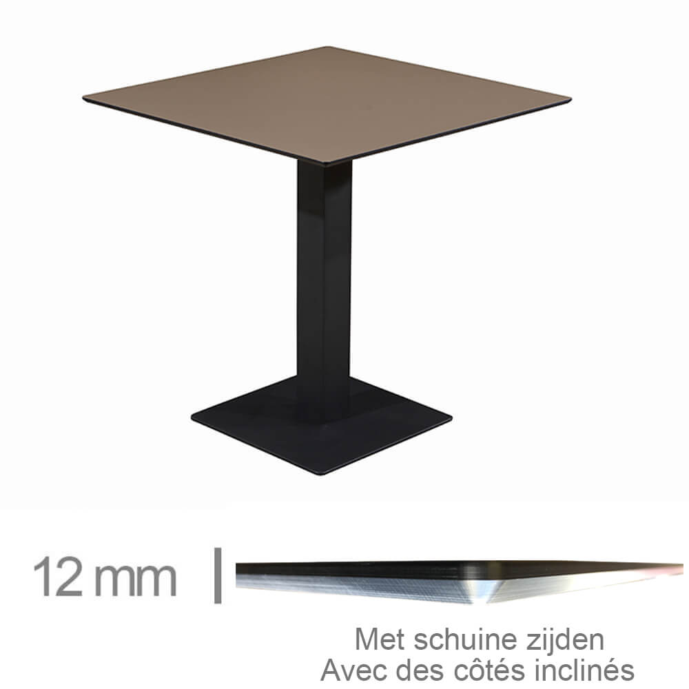 Table De Café, Restaurant Et Horeca – Compact Taupe – 69×69 Cm Avec Base