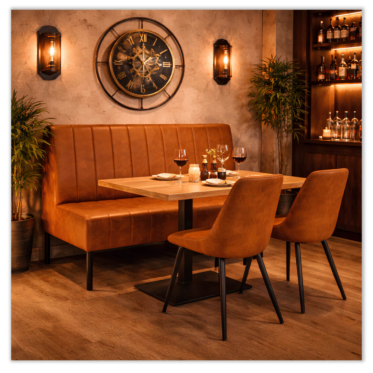 Horeca-Eetbank-Themis-Cognac-Microvezel