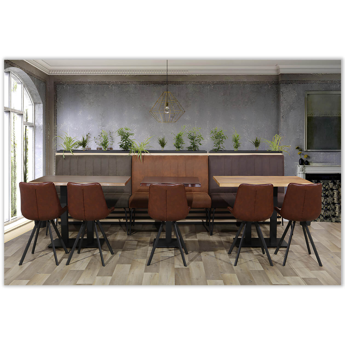 Horeca-Eetbank-Themis-Microvezel-Cognac-Model-1