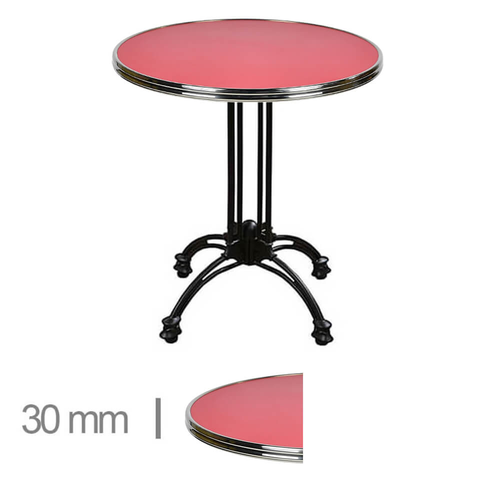 Horeca Terrace Table Round With Chrome Edge – Werzalit Red – 60 Cm