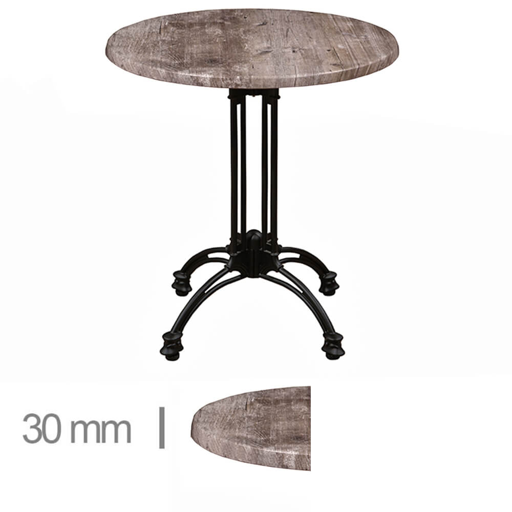 Horeca Rund Terrasse Tisch – Werzalit Gray Findus – 70 Cm