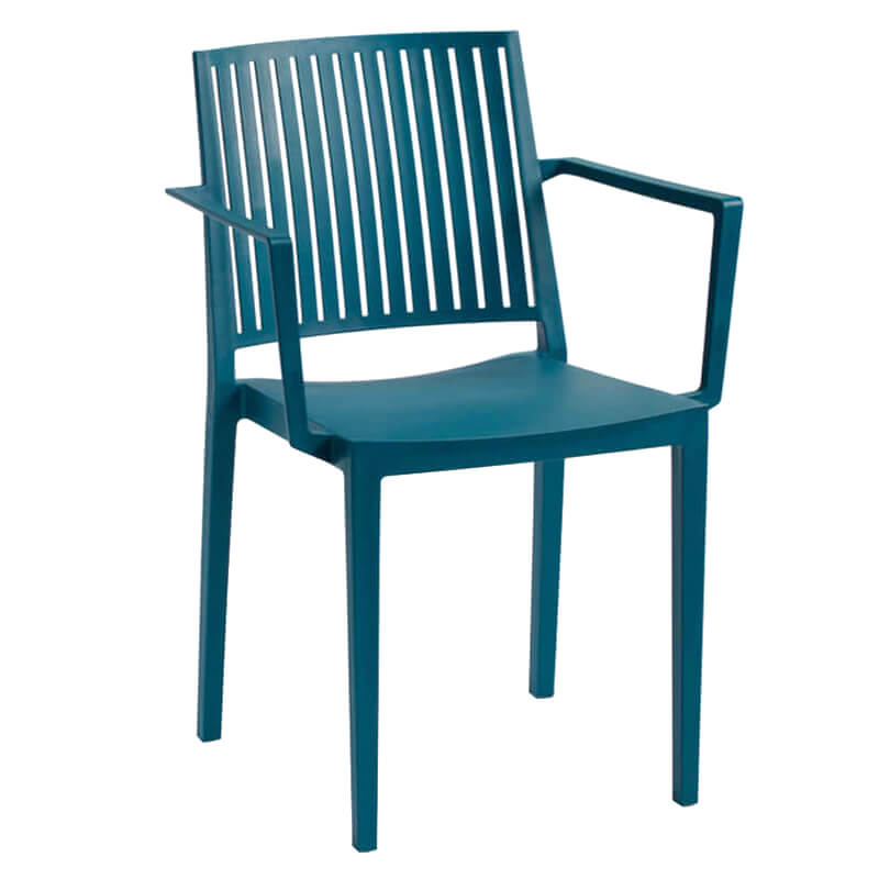 Horeca Stackable Plastic Terrace Chair With Armrest – Evora – Petroleum Blue