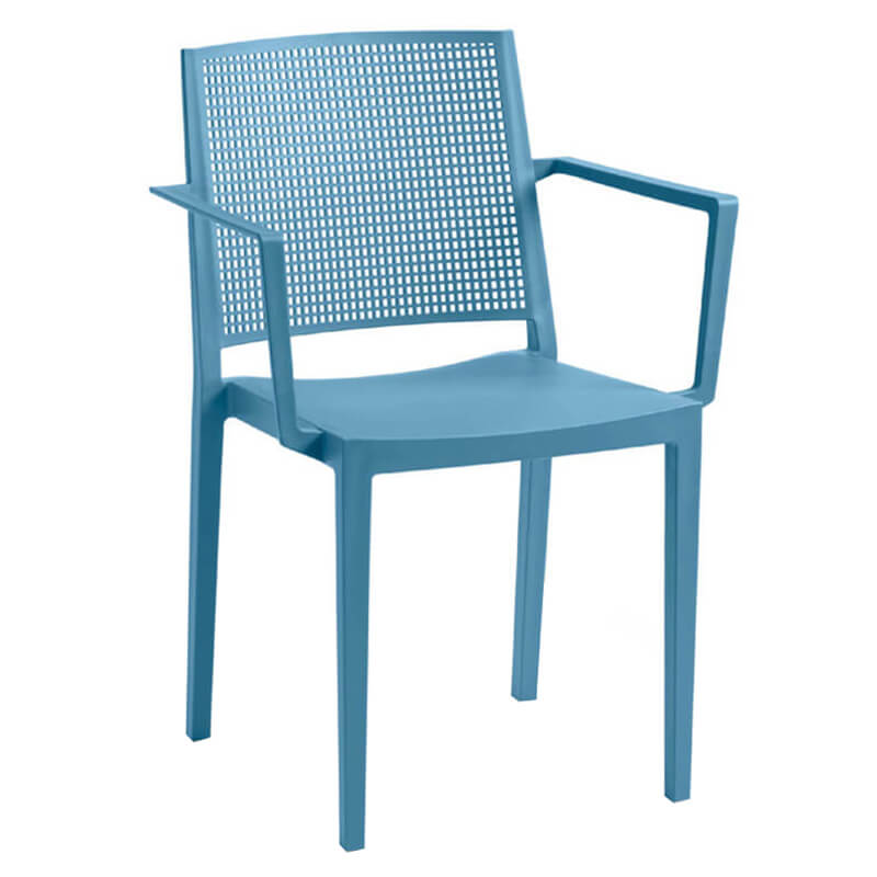 Horeca Stackable Plastic Terrace Chair With Armrest – Porto – Blue