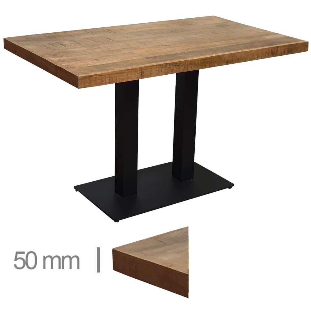 Horeca Tisch aus Mangoholz – Mango – 70×120 Cm Mit Gusseisenbasis