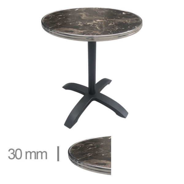 Ontdek onze bruin/meerkleurig terrastafel rond in werzalit Ø 60 cm met aluminium basis. Ook verkrijgbaar in andere vormen, maten en kleuren.