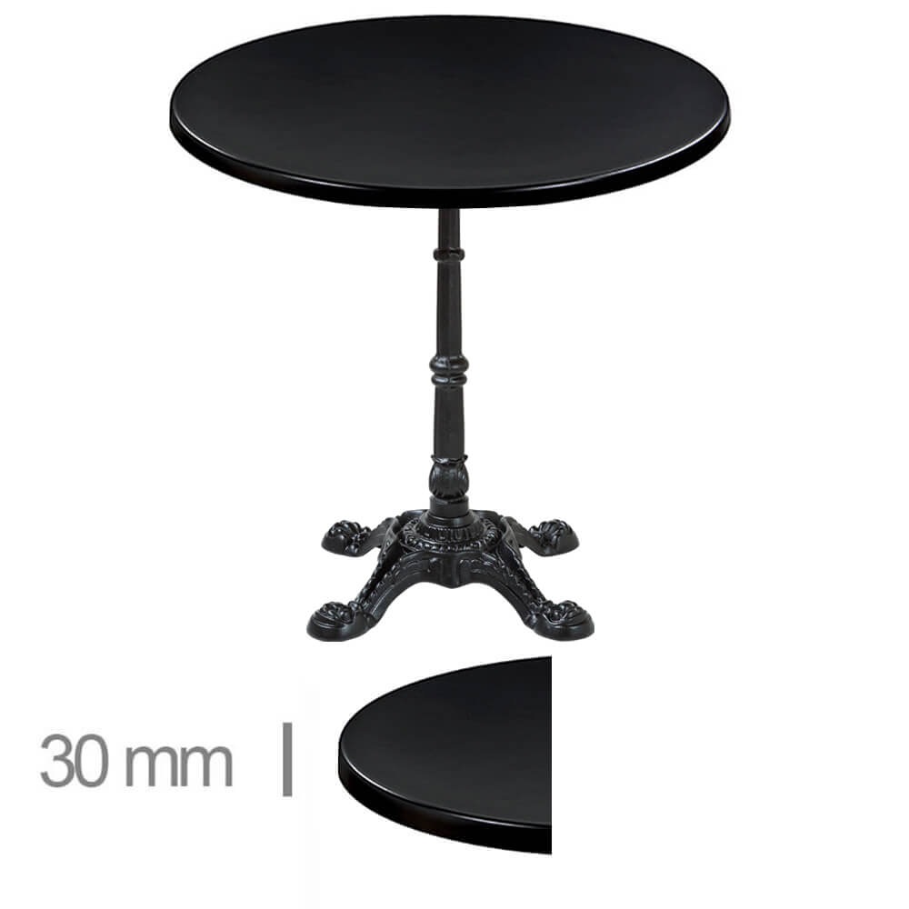 Horeca Runder Terrasse Tisch – Werzalit Schwarz – 60 Cm