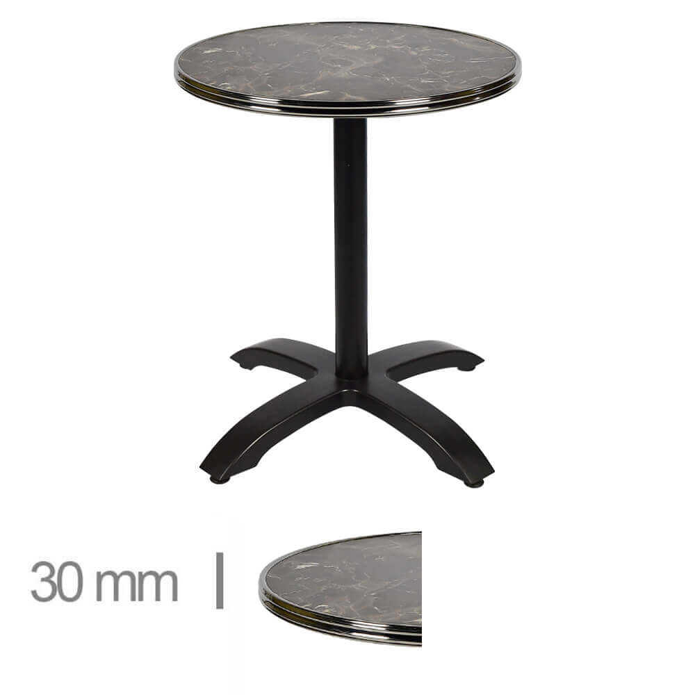 Table De Terrasse Ronde Pliable Avec Cerclage Chrome Pour Café, Restaurant Et Horeca – Werzalit Porto Rosa – 60 Cm