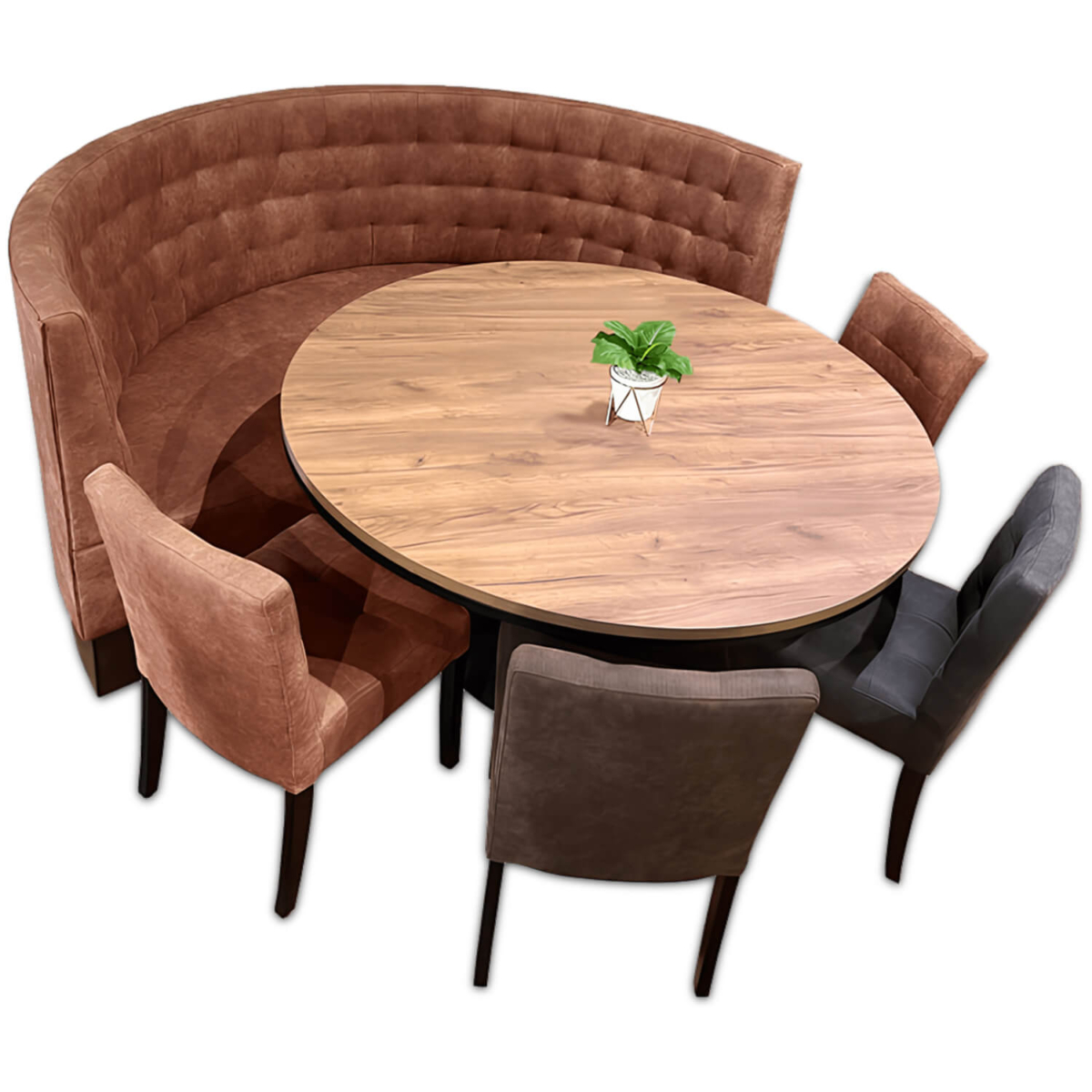 Horeca-Eetbank-Snooker-Microvezel-Cognac-Model-1