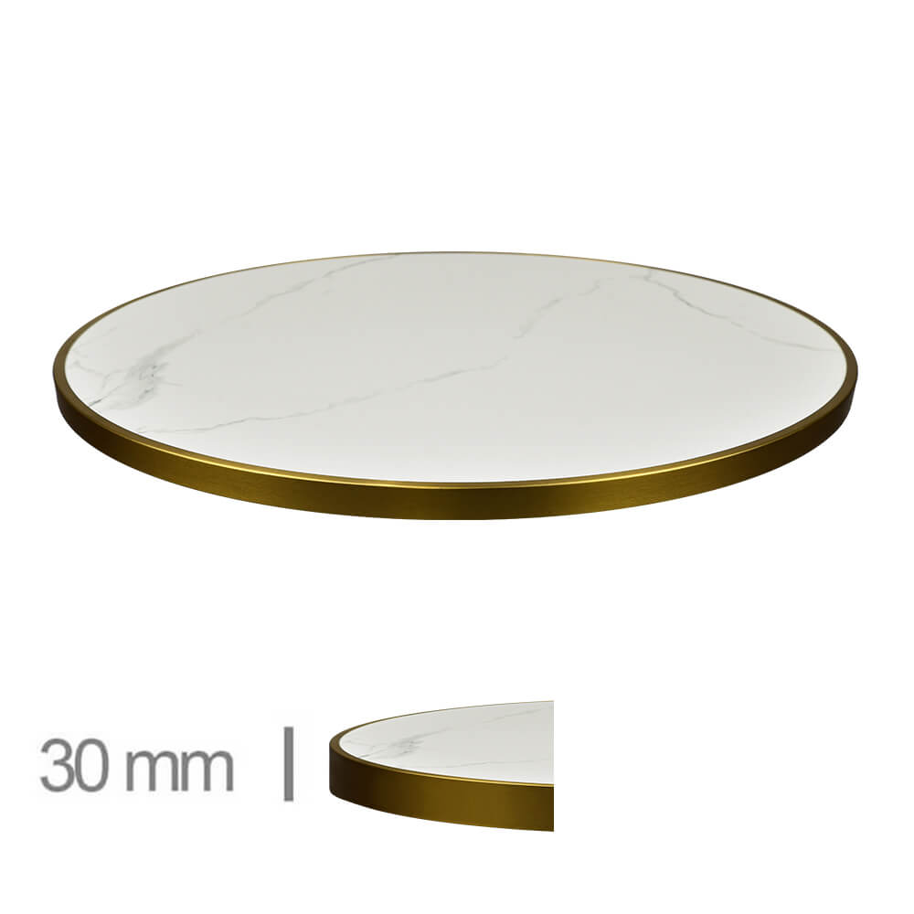 Horeca Table Top Round – Faux Marble White – 3 Cm Thick