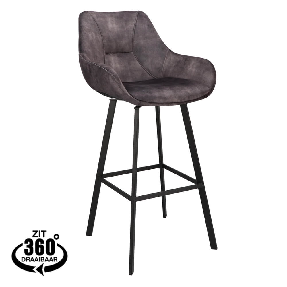 Horeca Bar Chair Velvet – Bias – Anthracite