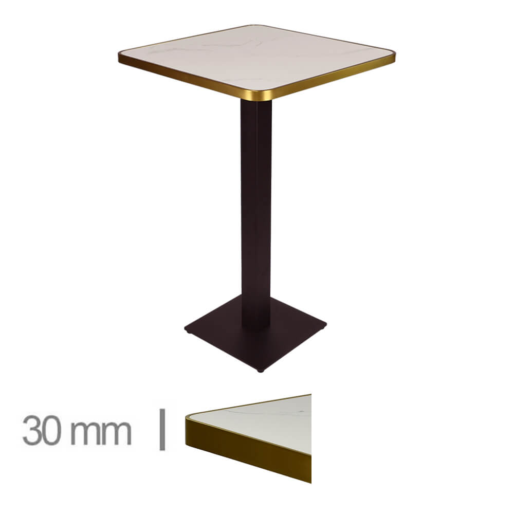Horeca High Table – Faux Marmer White – 70×70 – Height 111 Cm