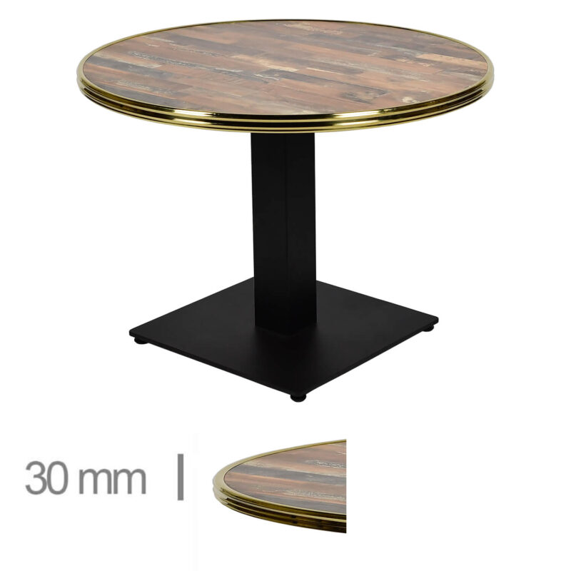 Horeca-Tafel-Rond-Met-Messing-Rand-Werzalit-Maracaibo-60-Cm-B-339-LOW