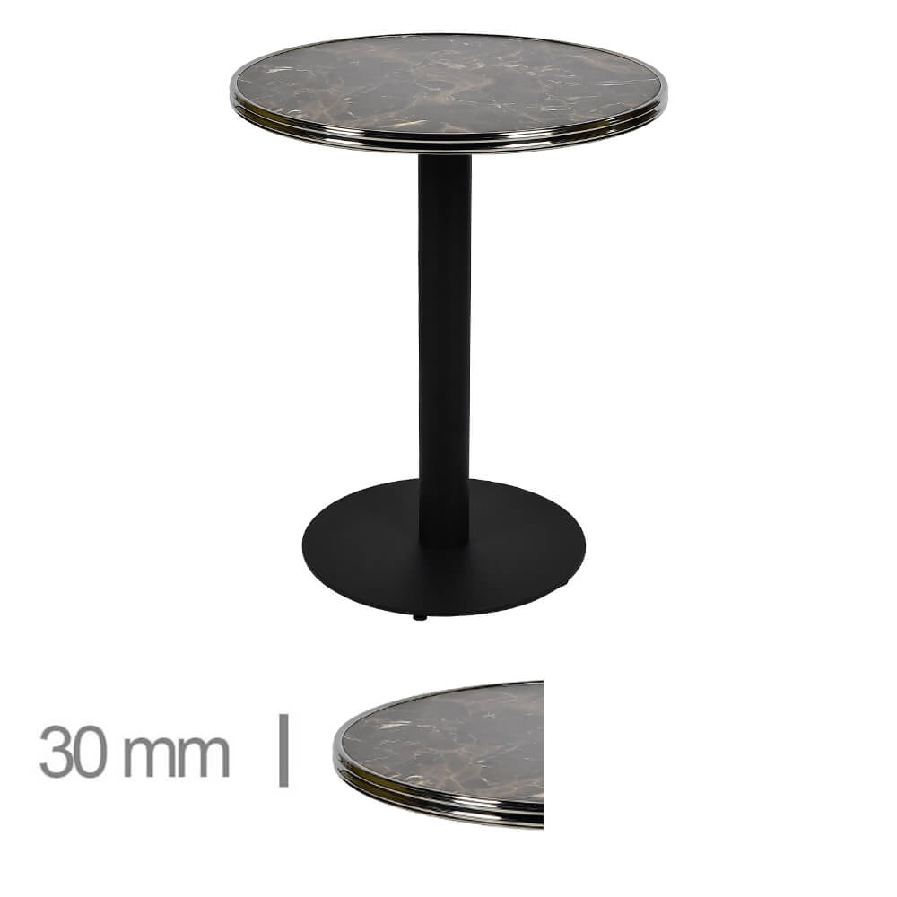 Horeca Table Round With Chrome Edge – Werzalit Porto Rosa – 70 Cm