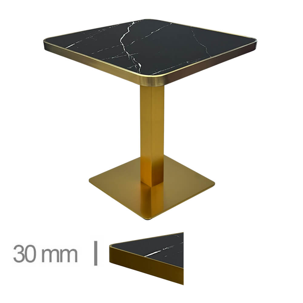 Horeca Table – Faux Marble Black – 60×60 Cm With Base