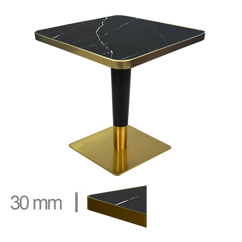 Horeca Tisch – Faux Marmor Schwarz – 60×60 Cm Mit Basis