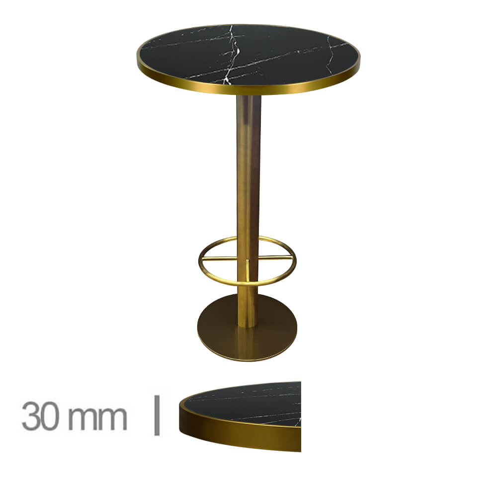 Horeca High Round Table – Faux Marmer Black – 70 – Height 111 Cm