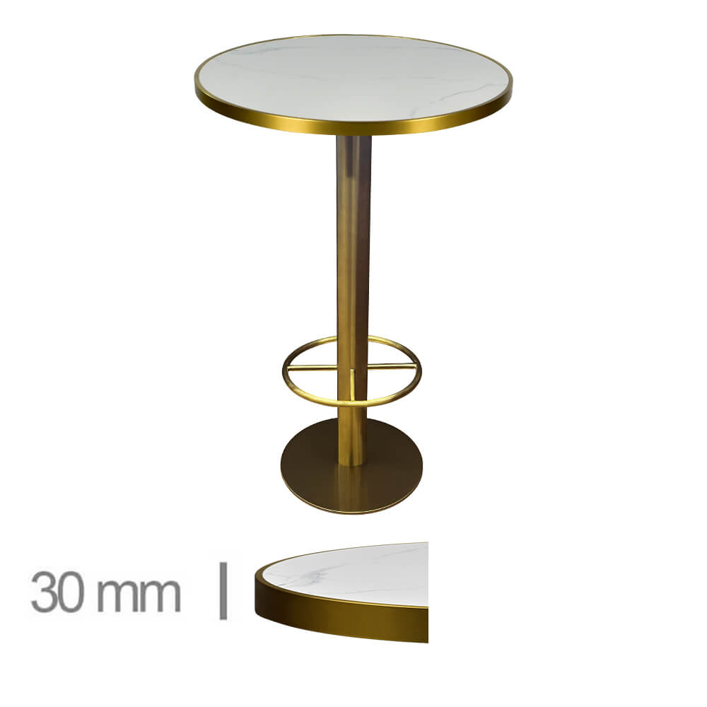 Horeca High Round Table – Faux Marmer White – 60 – Height 111 Cm