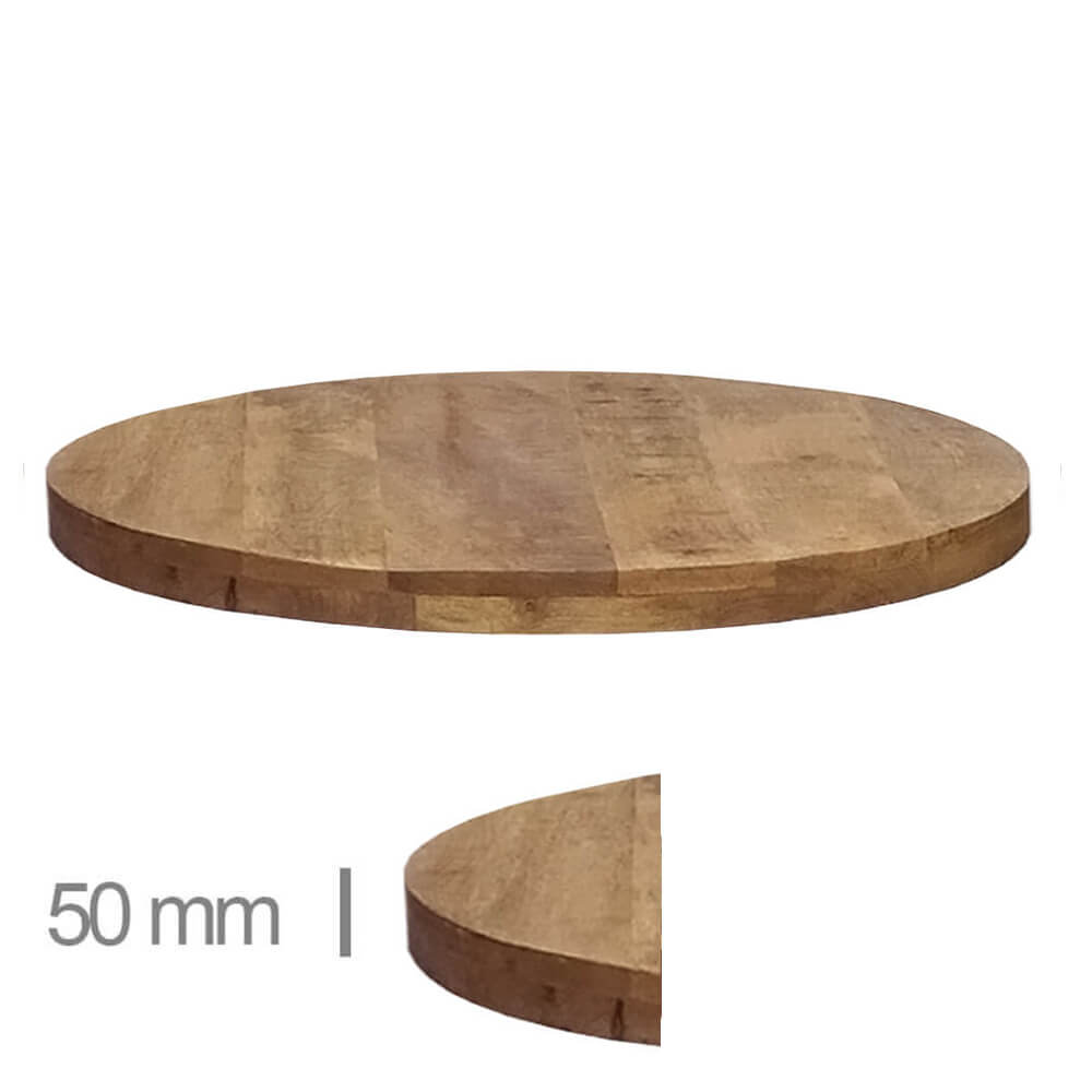 Horeca Mangoholz Tischplatte Rund – Mango – 5 Cm Dick