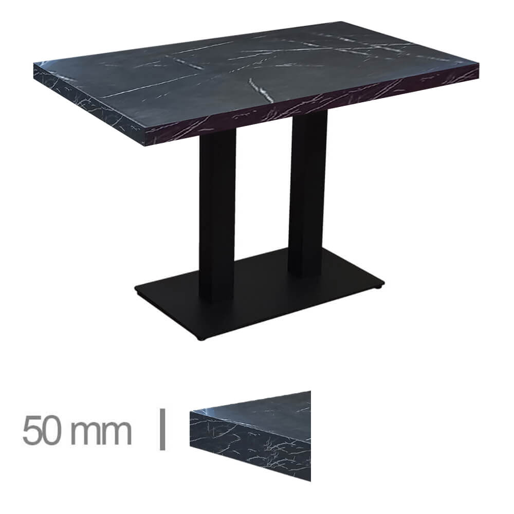 Horeca Tisch – Dublin Marmor Schwarz – 70×120 Cm Mit Basis