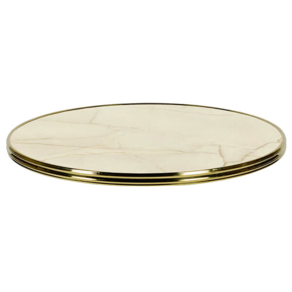 Horeca-Tafelblad-Rond-Met-Messing-Rand-Werzalit-Golden-Marble-3-Cm-Dik-R60-Model2