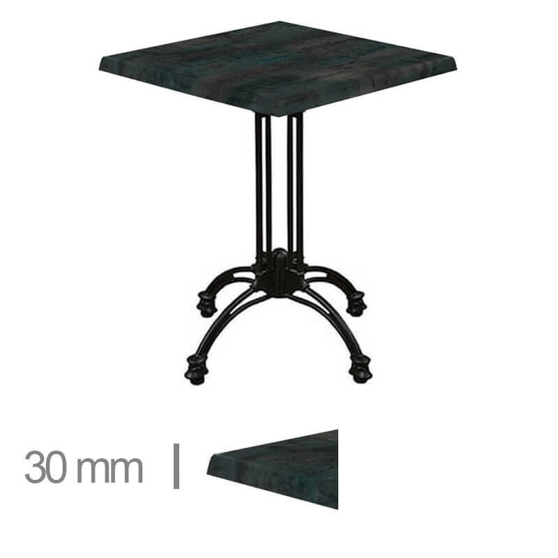 Horeca-Tafel-Werzalit-Groen-Staal-70×70-3-Cm-Dik-30mm