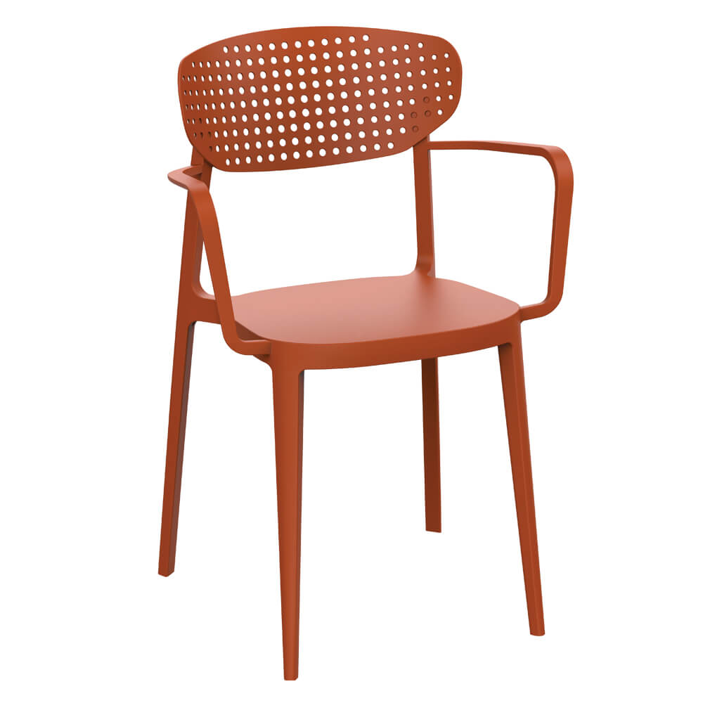 Horeca Stackable Plastic Terrace Chair With Armrest – Como – Brick