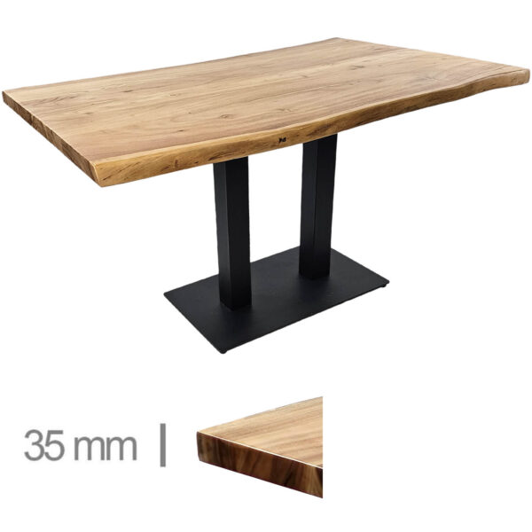 Horeca-Boom-Tafel-Acacia-75×120-Cm-Met-Stalen-Onderstel