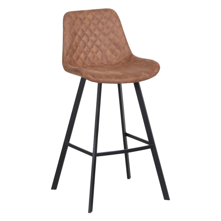 Horeca-Metalen-Barstoel-EMPERIO-Cognac-Microvezel