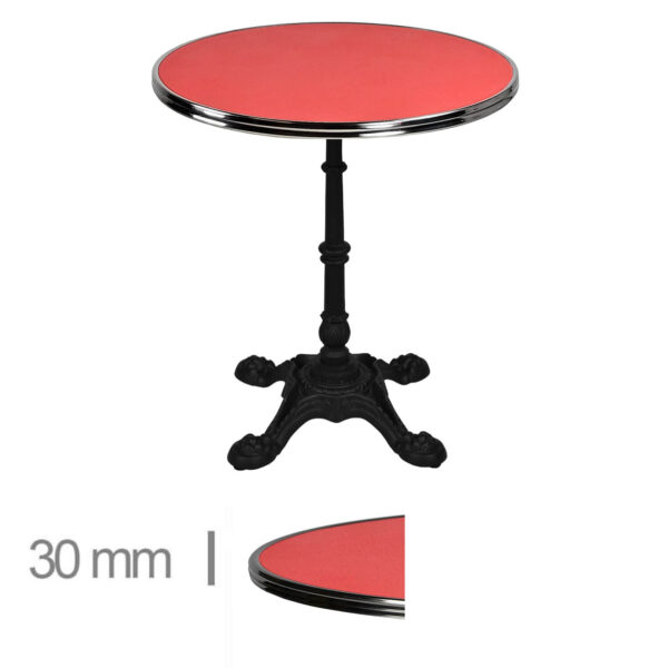 Horeca-Terrastafel-Rond-Met-Chroom-Rand-Werzalit-Rood-60-Cm-108-B-CE155