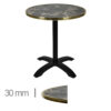 Horeca-Terrastafel-Opklapbaar-Rond-Met-Messing-Rand-Werzalit-Brownie-Marble-60-Cm