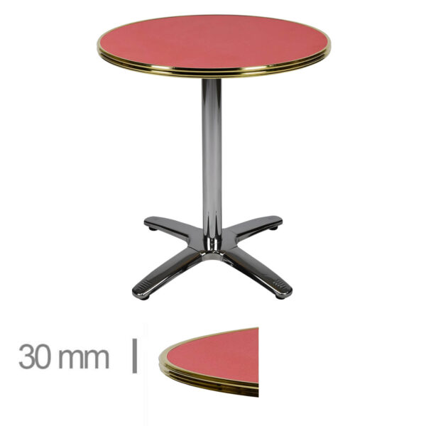 Horeca-Terrastafel-Rond-Met-Messing-Rand-Werzalit-Rood-70-Cm-108-A-Roma