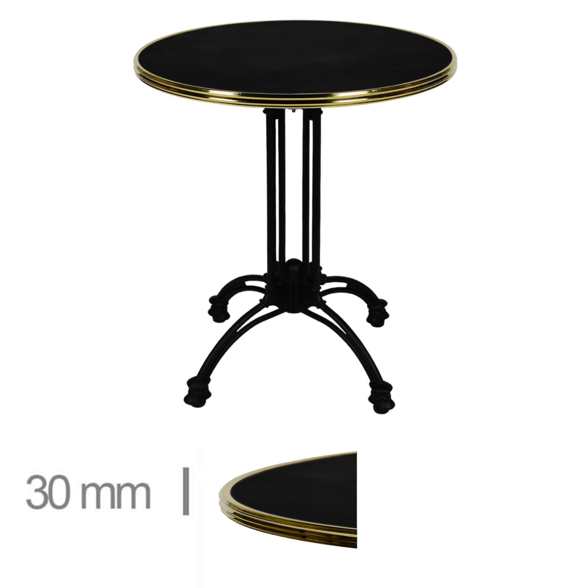Horeca-Terrastafel-Rond-Met-Messing-Rand-Werzalit-Zwart-60-Cm-A-442 Horeca-Terrastafel-Rond-Met-Messing-Rand-Werzalit-Zwart-60-Cm-A-442