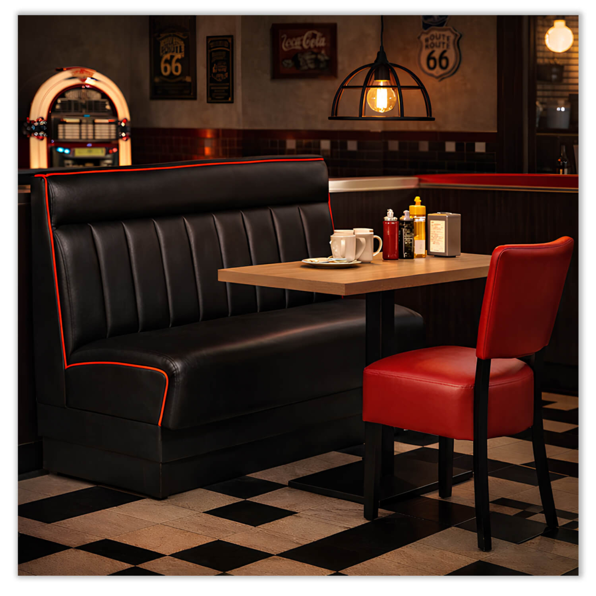 Horeca-Eetbank-American-Zwart-kunstleer