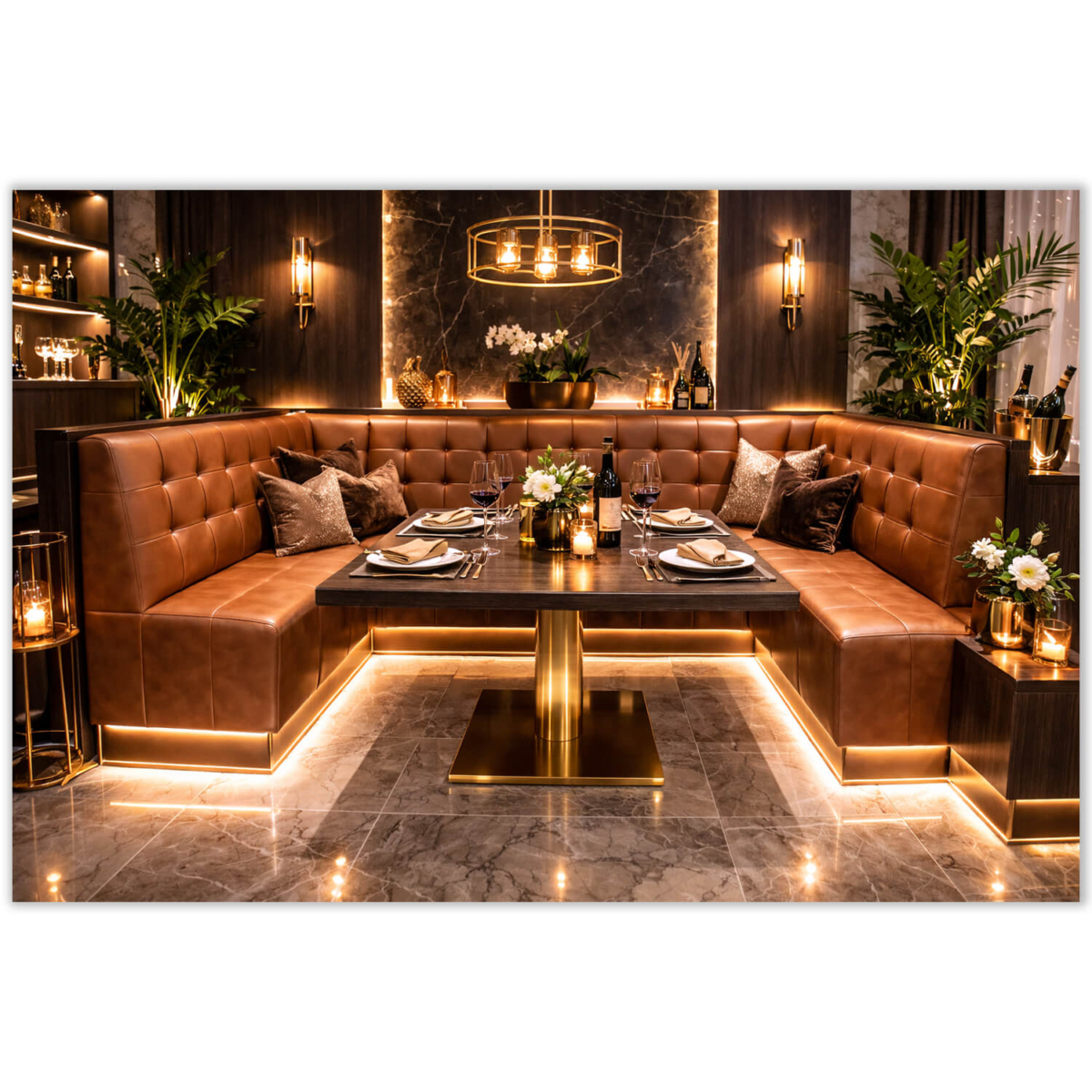 Horeca-Eetbank-ECO-LUNA-Ary-Cognac-Kunstleer-set